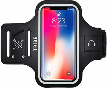 Picture of TRIBE Water Resistant Cell Phone Armband Case for iPhone 11, 11 Pro, 11 Pro Max, X, Xs, Xs Max, Xr, 8, 7, 6, Plus Sizes, Galaxy S10, S9, S8, S7, Plus Sizes and More! Adjustable Elastic Band & Key Slot