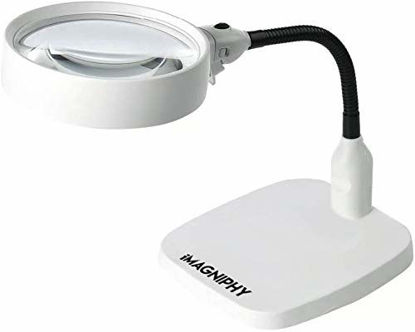 Picture of iMagniphy 8X Lighted Desktop Magnifier - Extra Large 5.5 Inch Lens & Sturdy Stand - Hands Free Adjustable Design with 6 Bright LEDs - Illuminated Tabletop Magnifying Glass Lamp with Light for Reading