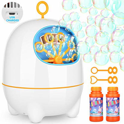 Picture of BATTOP Bubble Machine,Automatic Bubble Blower Machine for Kids with Bubbles Solutions and 2 Bubbles Blowing Speed Levels for Parties Outdoor & Indoor,USB Charging,Simple & Easy to Use