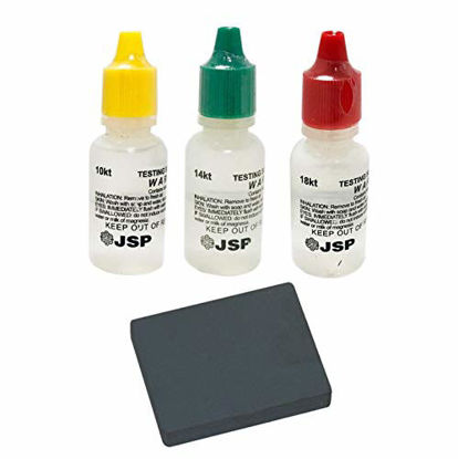 Picture of JSP Gold Testing Solutions 10k 14k 18k Kit with Scratch Tester Stone
