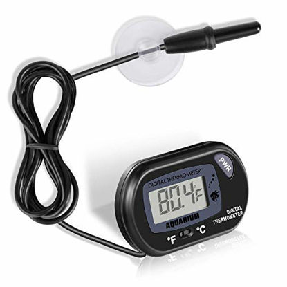 Picture of Neptonion Aquarium Thermometer LCD Digital Aquarium Thermometer with Suction Cup Fish Tank Water Terrarium Temperature for Fish and Reptiles Like Lizard and Turtle
