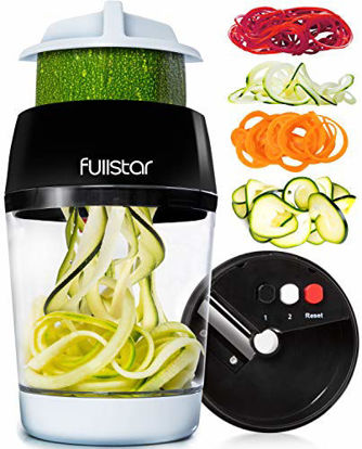 Picture of Fullstar Vegetable Spiralizer Vegetable Slicer - 4 in 1 Zucchini Spaghetti Maker Zoodle Maker Veggie Spiralizer Adjustable Handheld Spiralizer Zucchini Noodle Maker Zucchini Spiralizer with Container