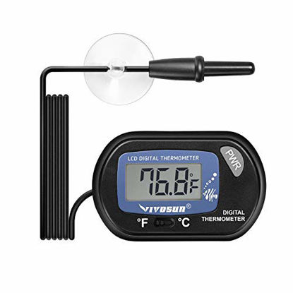 Picture of VIVOSUN 1-Pack LCD Digital Aquarium Thermometer Fish Tank Water Terrarium Temperature with Suction Cup for Turtle