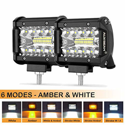 Picture of Auxbeam 4 Inch LED Pods 60W Spot LED Pod Light Bar 6000lm Driving Light Triple Row Off Road Lights with Six Modes for SUV ATV UTV Trucks Pickup Jeep Lamp (Pack of 2)