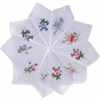 Picture of 20pcs Women Floral Handkerchiefs Vintage Floral Embroidered Cotton Ladies Handkerchiefs, White