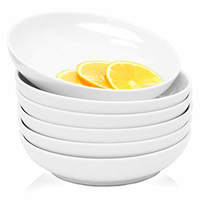 Picture of Youngever 22 Ounce Porcelain Salad Pasta Bowls, Set of 6, White Porcelain Deep Plates, Entree Bowls, Ceramic Plates, Microwave Safe, Dishwasher Safe