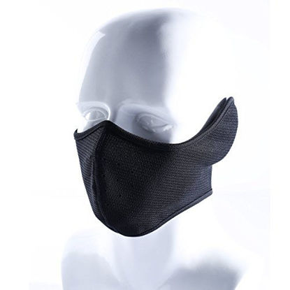 Picture of Your Choice Half Face Mask for Cold Weather Winter Face Mask for Ski Motorcycle with Earflaps and Vent Hole Black