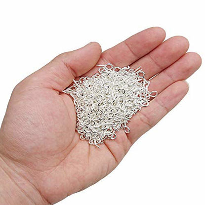 Picture of AxeSickle 12mm x 5mm Mini Metal Screw Eye Pins Hooks for Arts & Crafts Project, DIY Jewelry Making, 500 Pcs Silver Color.