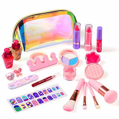 Picture of Biulotter Kids Makeup Kit for Girls Real Kids Cosmetics Make Up Set with Cute Cosmetic Bag, Washable Play Makeup for Little Girls