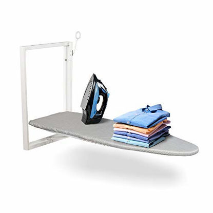 Picture of Ivation Wall-Mounted Ironing Board | Foldable 36.2 x 12.2 Ironing Station for Home, Apartment & Small Spaces | Sturdy Folding Board, Easy-Release Lever, Removable Cotton Cover & Mounting Hardware