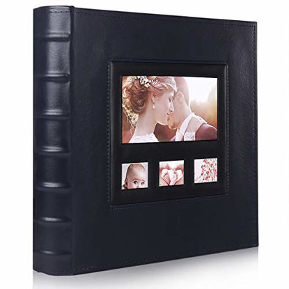 Picture of RECUTMS Photo Album 4x6 600 Pockets Black Pages 5 Per Page Leather Cover Slots ,Extra Large Capacity Family Wedding Picture Albums Holds 600 Horizontal and Vertical Photos (Blue)