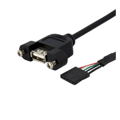 Picture of StarTech.com 1 ft Panel Mount USB Cable - USB A to Motherboard Header Cable Adapter F/F - USB 2.0 internal Cable (USBPNLAFHD1)