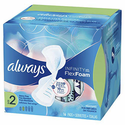 Picture of Always Infinity Size 2 Super Pads with Wings, Unscented, 16 ct