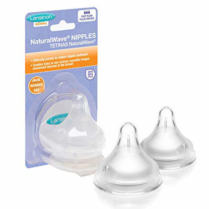 Picture of Lansinoh NaturalWave Bottle Nipples, Fast Flow, 2 count