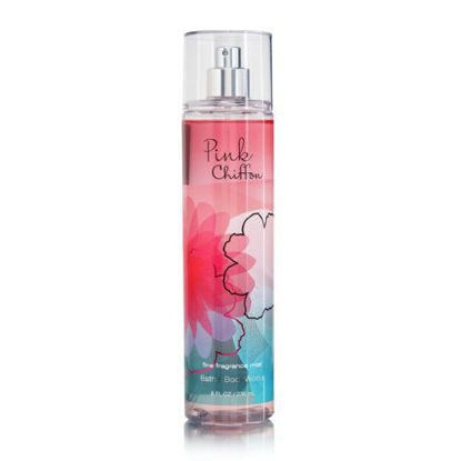 Picture of Bath and Body Works Pink Chiffon Fine Fragrance Mist 8 Ounce Tall Rounded Bottle
