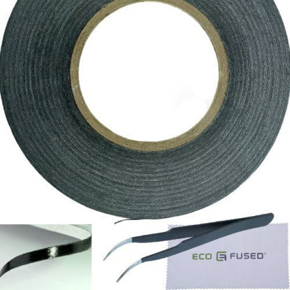 Picture of Eco-Fused Adhesive Sticker Tape for Use in Cell Phone Repair - 2mm Tape - Also Including 1 Pair of Tweezers/Eco-Fused Microfiber Cleaning Cloth (Black)