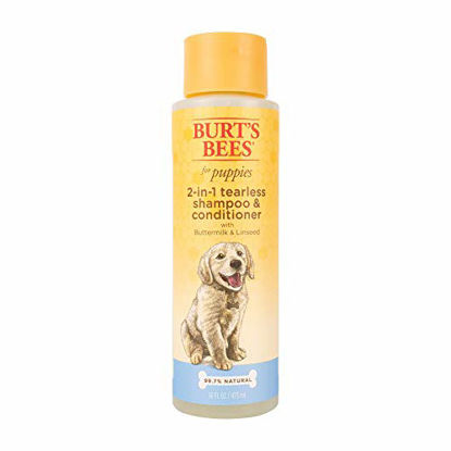 Picture of Burt's Bees Dog Shampoo for Puppies, 2 in 1 Shampoo and Conditioner, Buttermilk and Linseed Oil, 16 Oz