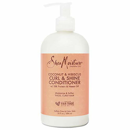 Picture of SheaMoisture Curl and Shine Conditioner for Thick, Curly Hair Coconut and Hibiscus to Restore and Smooth Dry Hair 13 oz