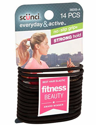 Picture of Scunci Black Gel Elastics, No Slip Grip, Strong Hold-Ponytailers (14-pcs)