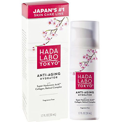Picture of Hada Labo Tokyo Anti-Aging Hydrator 1.7 Fl. Oz - with Super Hyaluronic Acid, Collagen and Retinol Complex - lightweight anti aging serum helps increase firmness and elasticity, fragrance free