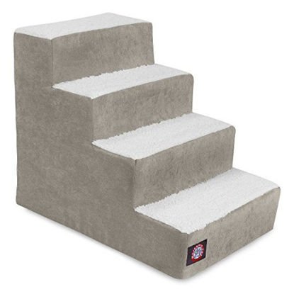 Picture of 4 Step Portable Pet Stairs By Majestic Pet Products Villa Vintage Steps for Cats and Dogs Grey