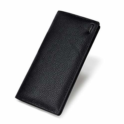 Picture of Banuce Slim Leather Long Bifold Wallet for Men Business Clutch Purse Card Holder Organizer Black