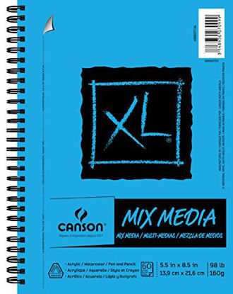 Picture of Canson XL Series Mix Paper Pad, Heavyweight, Fine Texture, Heavy Sizing for Wet or Dry Media, Side Wire Bound, 98 Pound, 5.5 x 8.5 in, 60 Sheets, 5.5"X8.5"