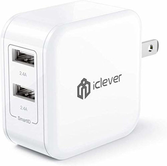 Picture of iClever BoostCube 2nd Generation 24W Dual USB Wall Charger with SmartID Technology, Foldable Plug, Travel Power Adapter for iPhone Xs/XS Max/XR/X/8 Plus/8/7 Plus/7/6S/6 Plus, iPad Pro Air/Mini and Other Tablet