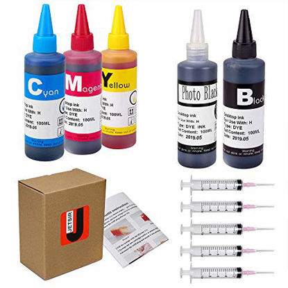 Picture of JetSir Refill Ink Kit for HP 564 364 920 902 63 Inkjet Printer Cartridges, Refillable Cartridges, CISS, 5 Color (1 Black 1 Photo Black 1 Cyan 1 Magenta 1 Yellow) 100ML x5, with 5 Syringe and Instruction