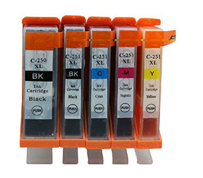 Picture of 5pcs for Canon PGI 250 CLI 251 Ink Cartridge for Canon PIXMA MG5420 MG5422 MG5520 MG5522 MG6420 IP7220 MX722 MX922 IX6820 Printer