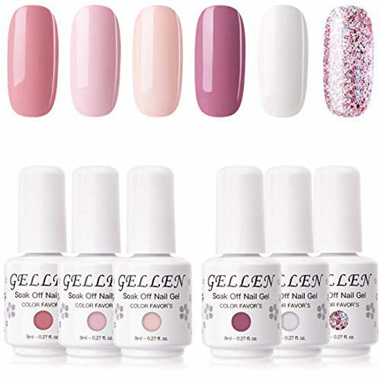 GetUSCart- Gellen 6 Colors Gel Nail Polish Kit- Coral Peach Series Cute Pinks White Nail Polish, Popular Opaque Glitters Nail Art Designs Home Gel Manicure Set GetUSCart- Gellen 6 Colors Gel Nail Polish Kit- Coral Peach Series Cute Pinks White Nail Polish, Popular Opaque Glitters Nail Art Designs Home Gel Manicure Set