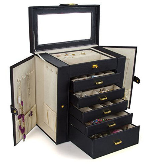 Picture of Kendal Huge Leather Jewelry Box / Case / Storage LJC-SHD5BK (black)