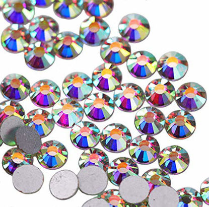 Jollin 3456pcs Flatback Rhinestones Glass Charms Diamantes Gems Stones for  Nail Art 6 Size ss4~ss12 Transparent AB