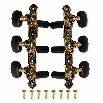 Picture of Mr.Power Classical Guitar Tuners Machine Heads 3+3 Set Tuning Keys Machine Pegs(Black Button)