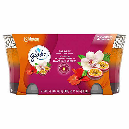 Picture of Glade Candle Jar, Air Freshener, 2in1, Hawaiian Breeze & Vanilla Passion Fruit, 6.8 oz, Pack of 2
