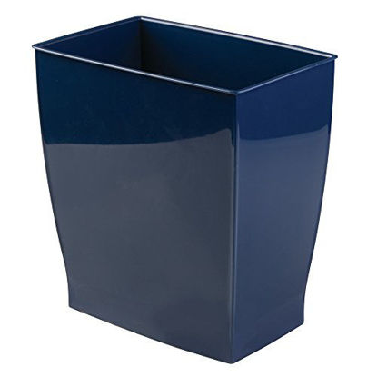Picture of iDesign Spa Rectangular Trash, Waste Basket Garbage Can for Bathroom, Bedroom, Home Office, Dorm, College, 2.5 Gallon, Navy