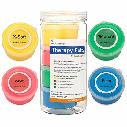 Picture of FlintRehab Premium Quality Therapy Putty (4 Pack, 3-oz Each) for Hand Exercise Rehab. Fidgeting, and Stress Relief