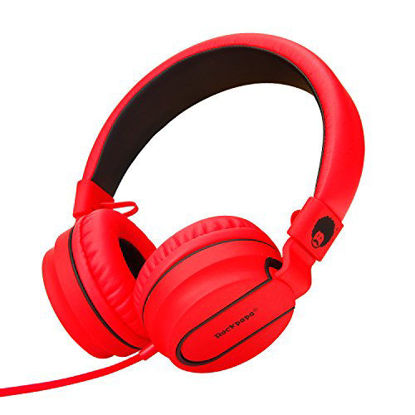 Picture of Rockpapa 950 Stereo Lightweight Foldable Headphones Adjustable Headband with Microphone 3.5mm for Cellphones Smartphones Tablets Laptop Computer Mp3/4 DVD Black Red