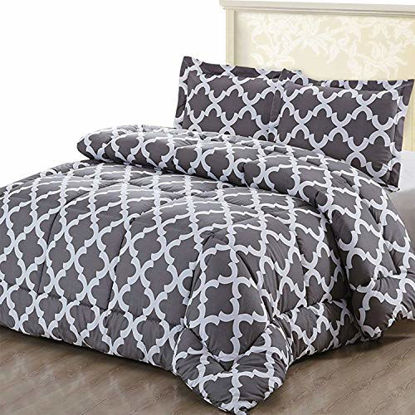 Picture of Utopia Bedding Printed Comforter Set (Queen, Grey) with 2 Pillow Shams - Luxurious Brushed Microfiber - Down Alternative Comforter - Soft and Comfortable - Machine Washable