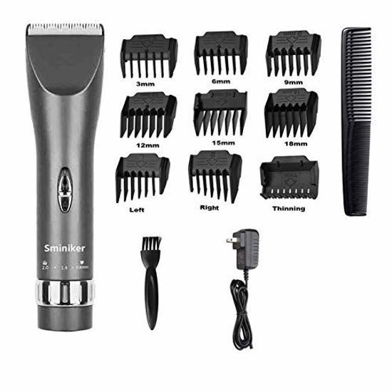Sminiker Professional Hair Clippers Cordless Haircut Machine Barber Shavers Rechargeable Hair Cutting Kit with 9 Comb Guides Grey
