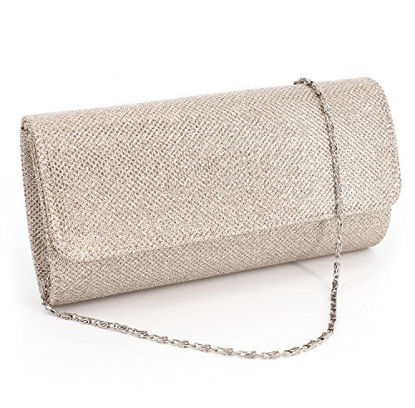 Picture of Naimo Flap Dazzling Small Clutch Bag Evening Bag With Detachable Chain (Champagne)