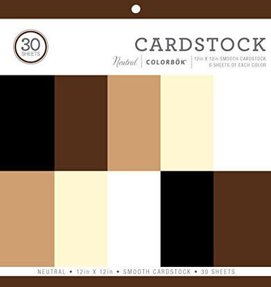 Picture of Colorbok 61198B Neutral Smooth Cardstock Paper Pad, 12" x 12"- 6 sheets of 5 different Neutral colors.