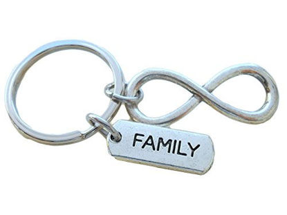 Picture of Family Tag with Silver Tone Infinity Symbol Keychain - For Infinity; Family Keychain