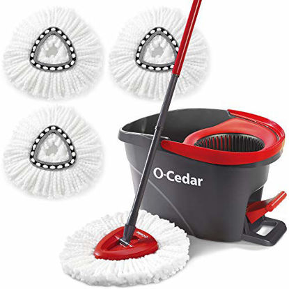 Picture of O-Cedar Easywring Microfiber Spin Mop & Bucket Floor Cleaning System with 3 Extra Refills