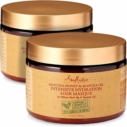 Picture of Shea Moisture Manuka Honey & Mafura Oil Intensive Hydration Hair Masque, with African Rock Fig & Baobab Oil, 12 Ounce - 2 pack