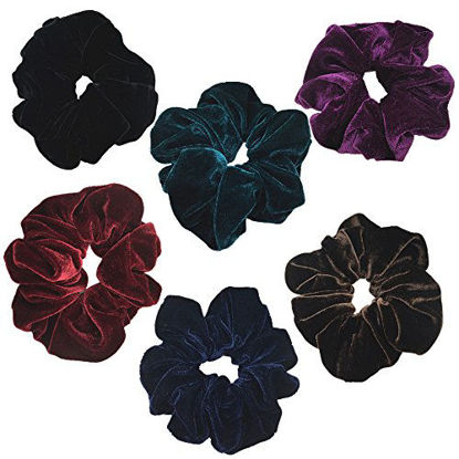 Picture of 6 Pcs Large Size Neutral Color Scrunchies for Women Hair Elastic Bands