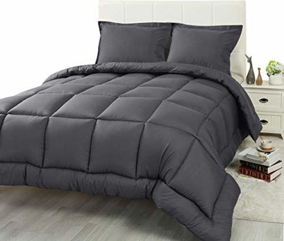 Picture of Utopia Bedding 3 Piece Comforter Set (Queen/Full, Grey) with 2 Pillow Shams - Luxurious Brushed Microfiber - Down Alternative Comforter - Soft and Comfortable - Machine Washable