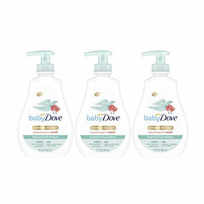 Picture of Baby Dove Baby Wash and Shampoo Baby Bath Products for Baby's Delicate Skin Rich Moisture Washes Away Bacteria, Tear-Free and Hypoallergenic 13 oz (3 Count) (Packaging may vary)
