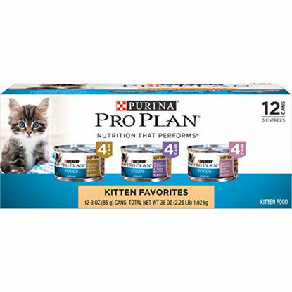 Picture of Purina Pro Plan Wet Kitten Food Variety Pack, FOCUS Kitten Favorites - (2 Packs of 12) 3 oz. Cans