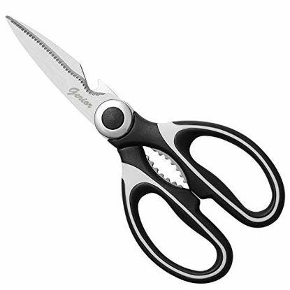 Picture of Gerior Premium Kitchen Shears Stainless-Steel Multi-Purpose Heavy-Duty Dishwasher Safe Utility Scissors for Cutting Chicken, Poultry, Seafood, Meat, Vegetables, Herbs, Food - Sharp Blades - Black